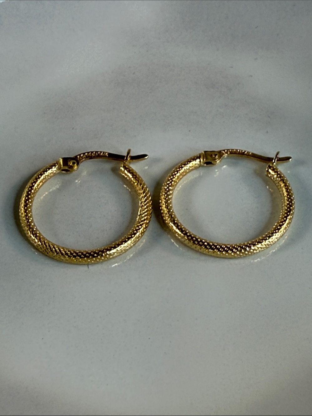 14K Gold Textured Hoop Earrings